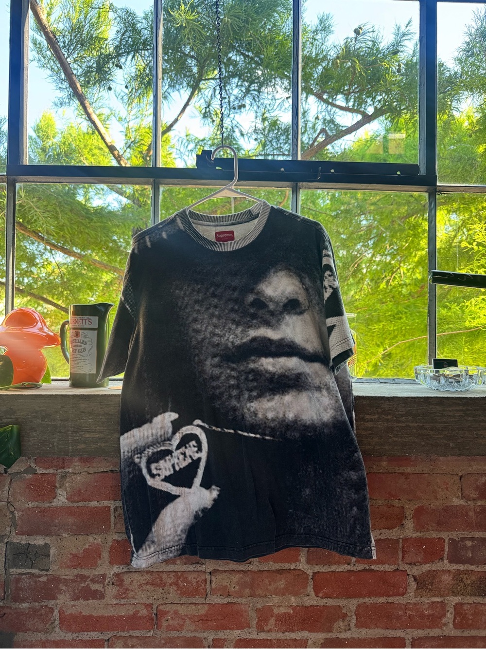 Supreme Black & White Halftone Face Graphic Tee